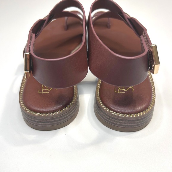 Franco Sarto Brown Leather Gensi Toe Loop Slingback Sandals 8.5M - Picture 4 of 7